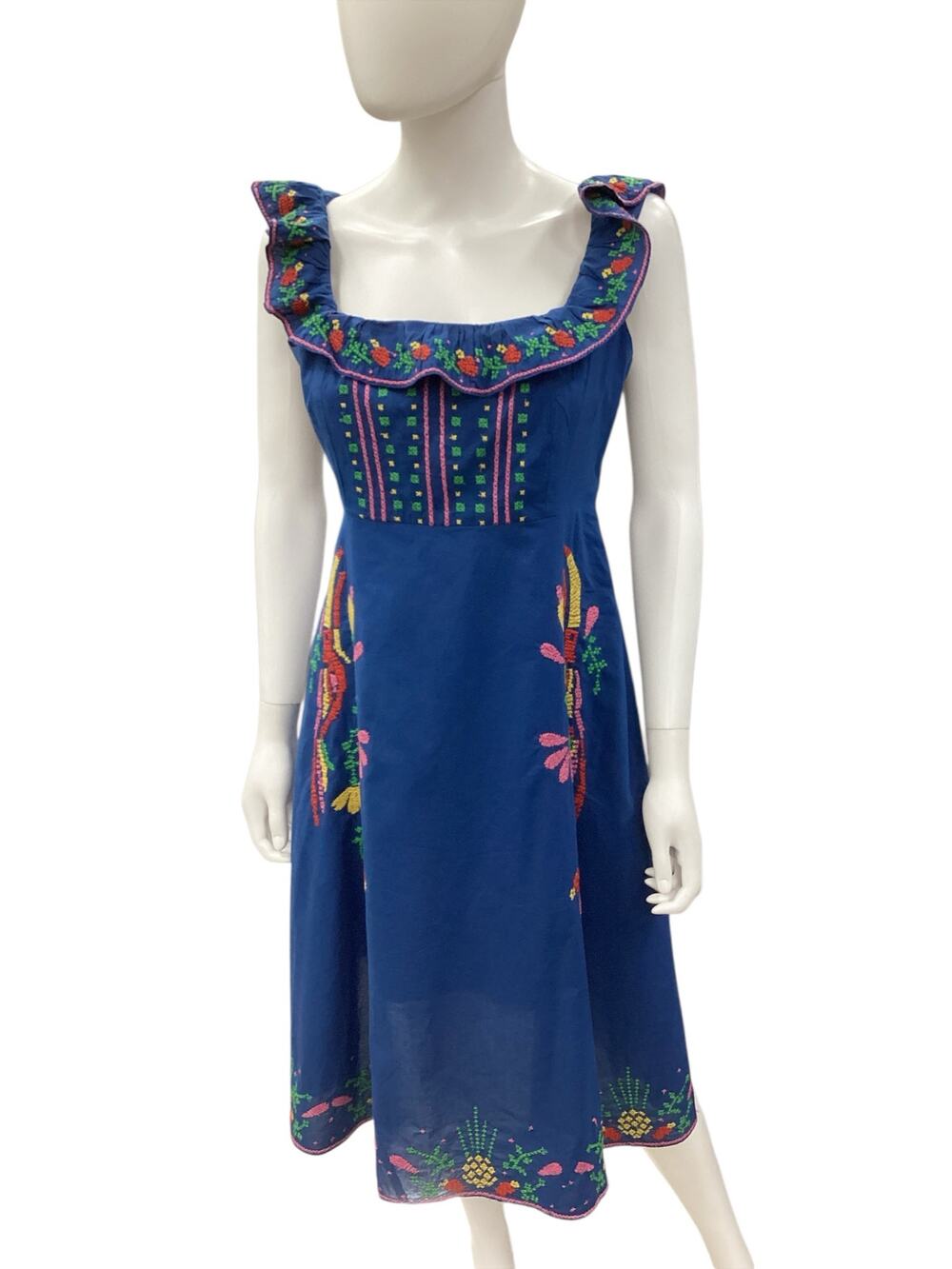 NWT Farm Rio Dress Women’s Size S 100% Cotton Made In India Summer Dress Blue
